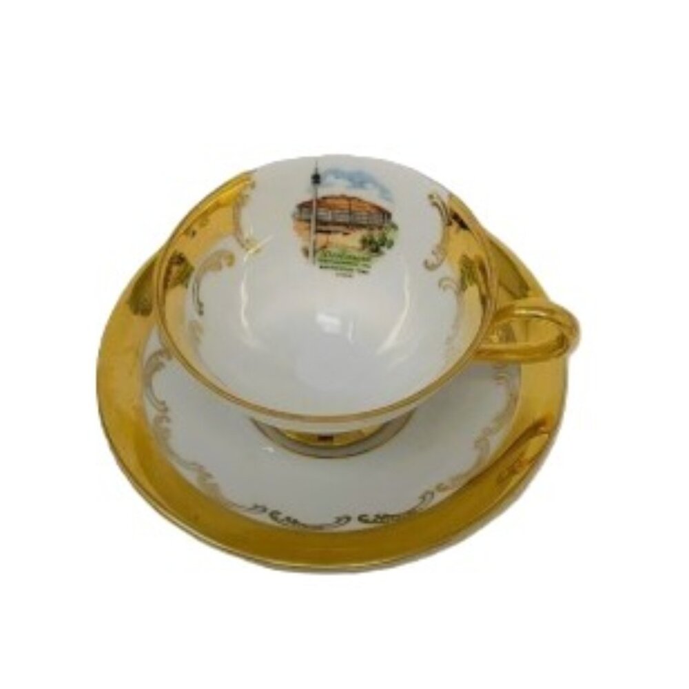 Edelstein | Gilded Demitasse Cup Saucer Vintage Bavaria Porcelain Collectible